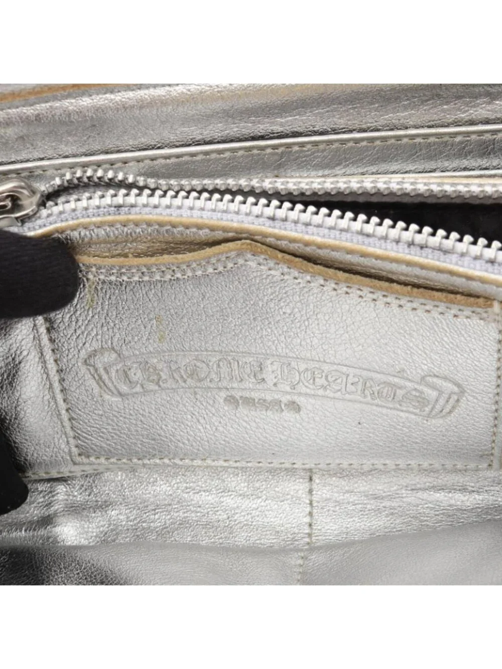 Chrome Hearts Round Wallet Rec Zip Cross Patch Leather